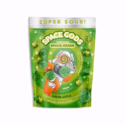 Green Apple Space Heads Gummies for space-themed edibles.